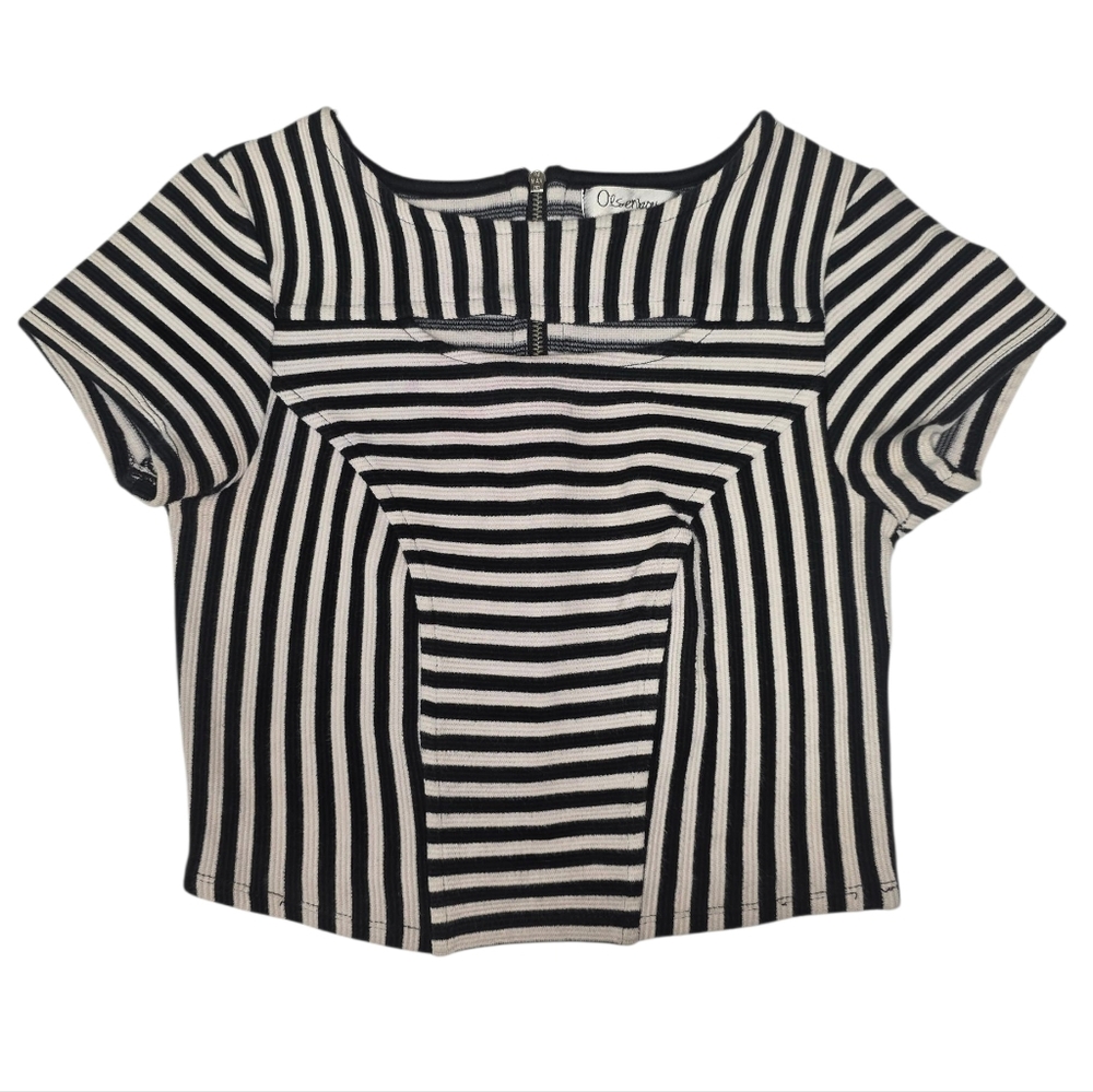 Striped Black and White Women's Crop Top